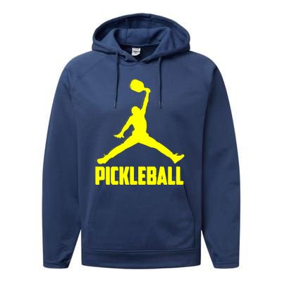 Yellow Pickleball Sports Logo Performance Fleece Hoodie