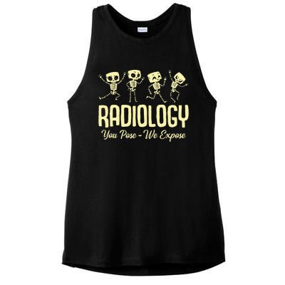 You Pose We Expose Radiology Dancing Skeleton Xray Rad Tech Ladies PosiCharge Tri-Blend Wicking Tank