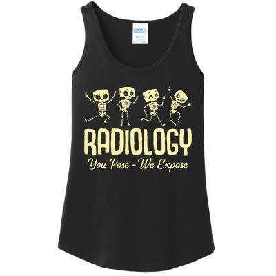 You Pose We Expose Radiology Dancing Skeleton Xray Rad Tech Ladies Essential Tank