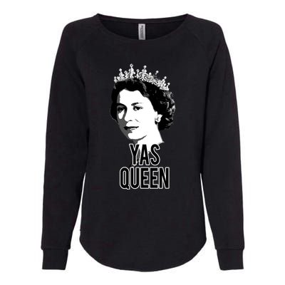 Yas Queen Elizabeth Ii England Meme Gift British Crown Womens California Wash Sweatshirt