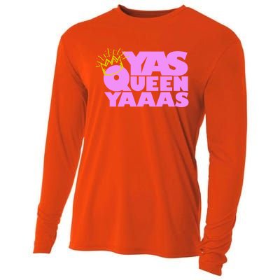 Yas Queen Gift With Crown Hip Lgbtq Gift Cooling Performance Long Sleeve Crew