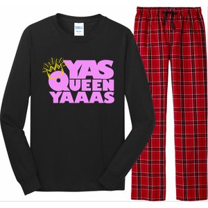 Yas Queen Gift With Crown Hip Lgbtq Gift Long Sleeve Pajama Set