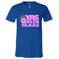 Yas Queen Gift With Crown Hip Lgbtq Gift V-Neck T-Shirt