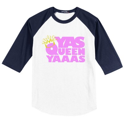 Yas Queen Gift With Crown Hip Lgbtq Gift Baseball Sleeve Shirt