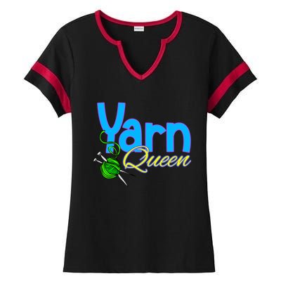 Yarn Queen Knitting Sewing Crocheting Lovers Grandma Mom Gift Ladies Halftime Notch Neck Tee