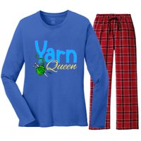 Yarn Queen Knitting Sewing Crocheting Lovers Grandma Mom Gift Women's Long Sleeve Flannel Pajama Set 