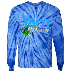 Yarn Queen Knitting Sewing Crocheting Lovers Grandma Mom Gift Tie-Dye Long Sleeve Shirt