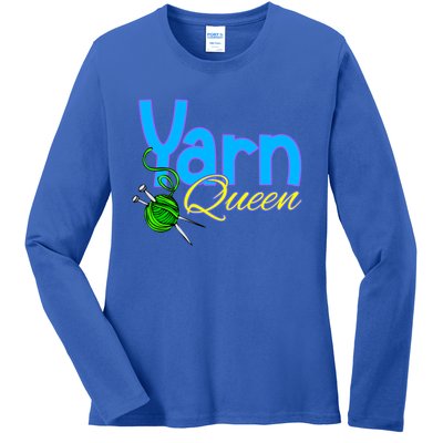 Yarn Queen Knitting Sewing Crocheting Lovers Grandma Mom Gift Ladies Long Sleeve Shirt