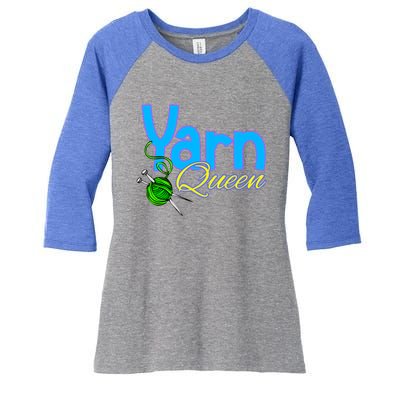 Yarn Queen Knitting Sewing Crocheting Lovers Grandma Mom Gift Women's Tri-Blend 3/4-Sleeve Raglan Shirt