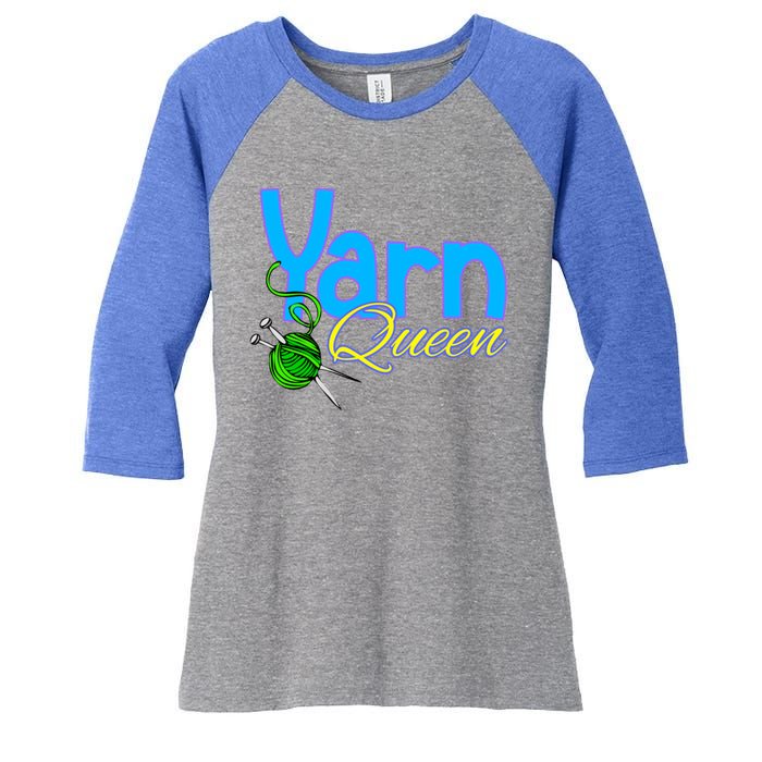 Yarn Queen Knitting Sewing Crocheting Lovers Grandma Mom Gift Women's Tri-Blend 3/4-Sleeve Raglan Shirt