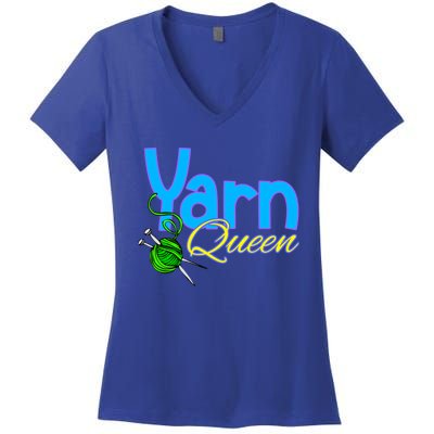 Yarn Queen Knitting Sewing Crocheting Lovers Grandma Mom Gift Women's V-Neck T-Shirt