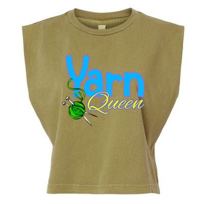 Yarn Queen Knitting Sewing Crocheting Lovers Grandma Mom Gift Garment-Dyed Women's Muscle Tee