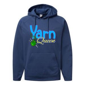 Yarn Queen Knitting Sewing Crocheting Lovers Grandma Mom Gift Performance Fleece Hoodie