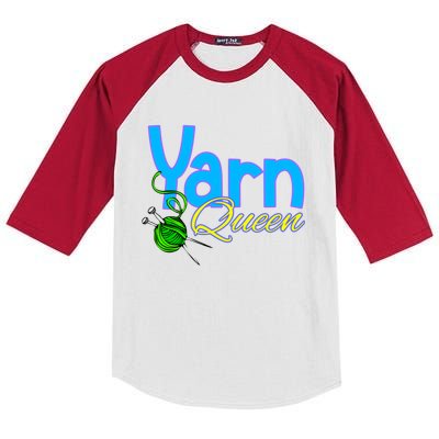 Yarn Queen Knitting Sewing Crocheting Lovers Grandma Mom Gift Kids Colorblock Raglan Jersey