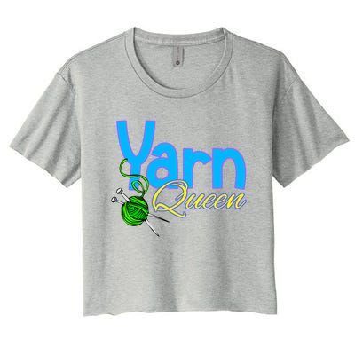 Yarn Queen Knitting Sewing Crocheting Lovers Grandma Mom Gift Women's Crop Top Tee