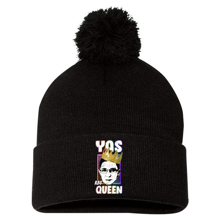 Yas Queen Rbg Ruth Bader Ginsberg Pom Pom 12in Knit Beanie