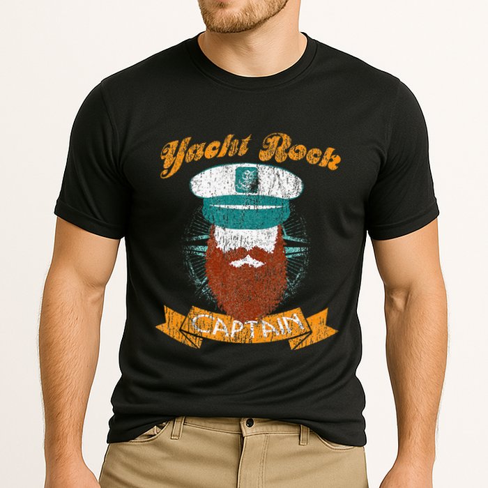 Yacht Rock Captain Party Boat Drinking Bearded Cooling Performance Crew T-Shirt