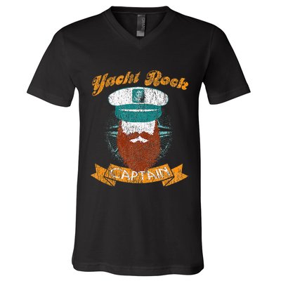 Yacht Rock Captain Party Boat Drinking Bearded V-Neck T-Shirt