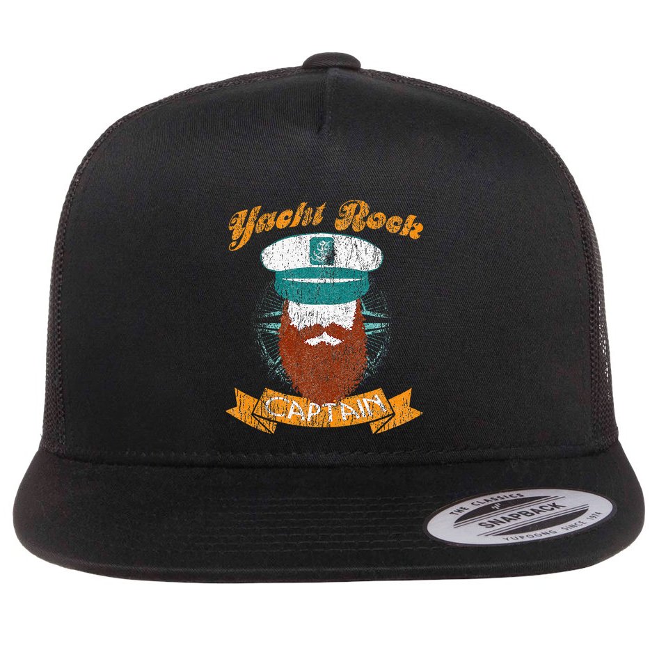 Yacht Rock Captain Party Boat Drinking Bearded Flat Bill Trucker Hat