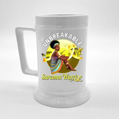 Yellow Ribbon Cancer Awareness Unbreakable Sarcoma Warrior Cute Gift Beer Stein