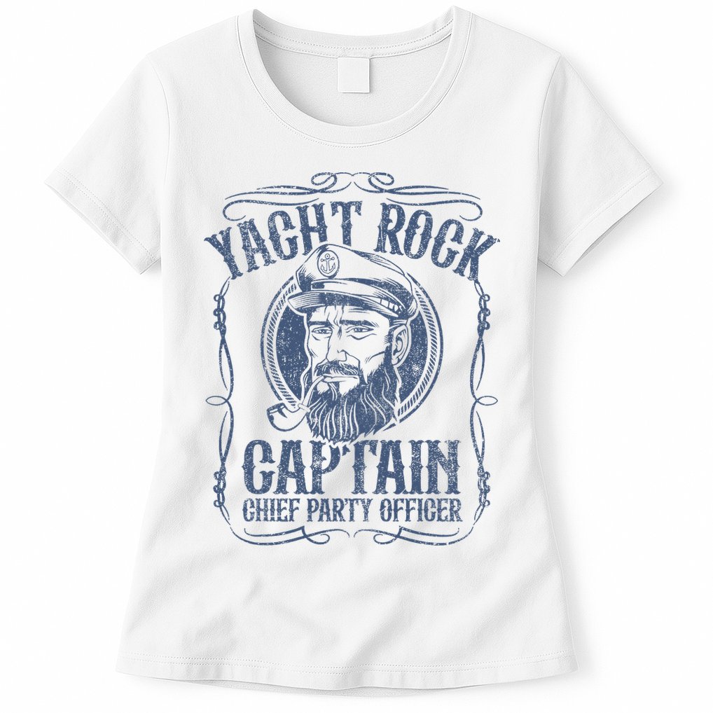 Yacht Rock Captain Pontoon Boat Party Music Boating Womens T-Shirt
