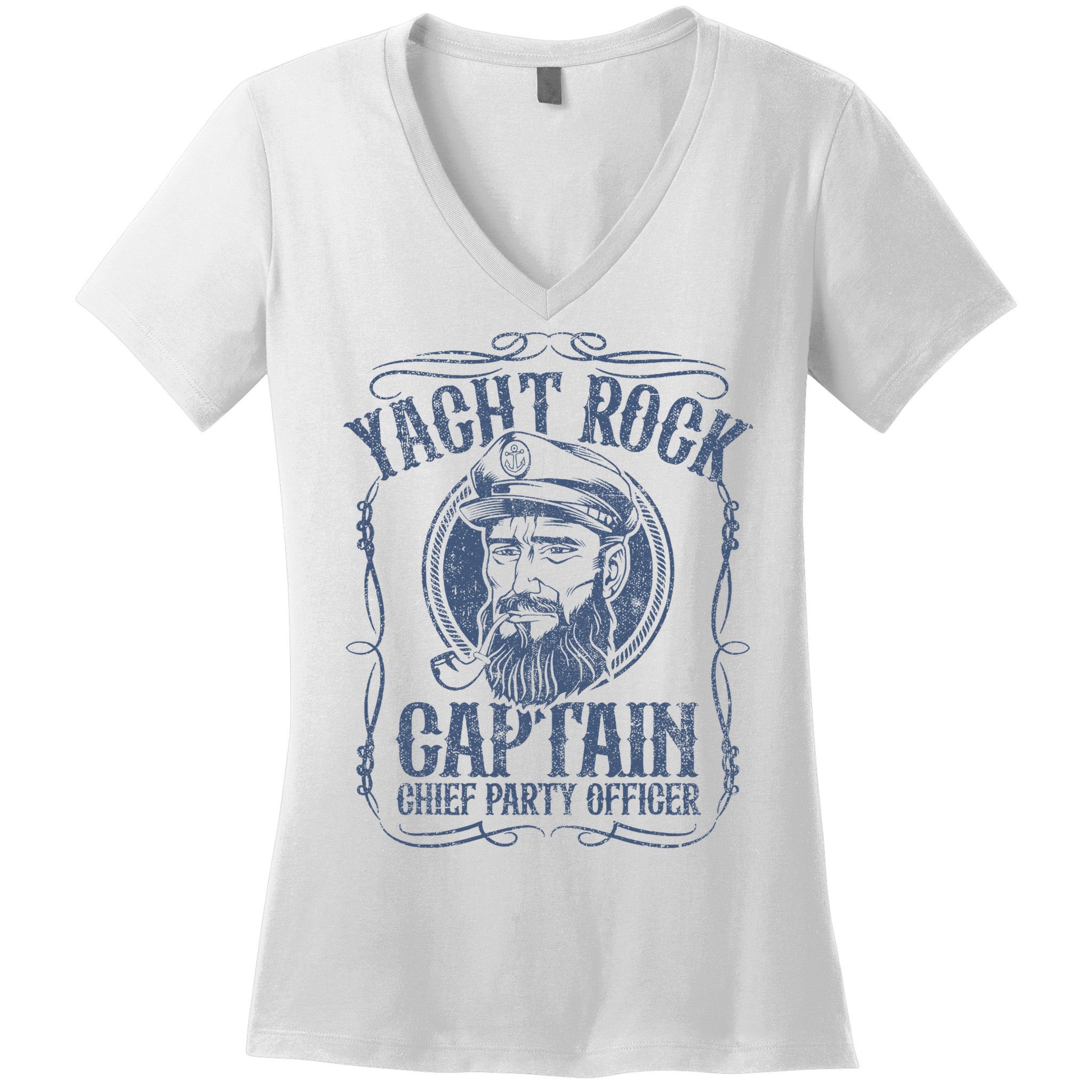 Yacht Rock Captain Pontoon Boat Party Music Boating Women's V-Neck T-Shirt