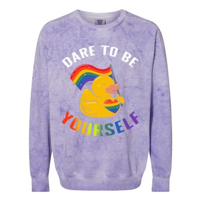 Yellow Rubber Duck Dare To Be Yours Lgbt Rainbow Flag Gift Colorblast Crewneck Sweatshirt