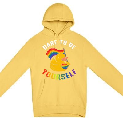 Yellow Rubber Duck Dare To Be Yours Lgbt Rainbow Flag Gift Premium Pullover Hoodie