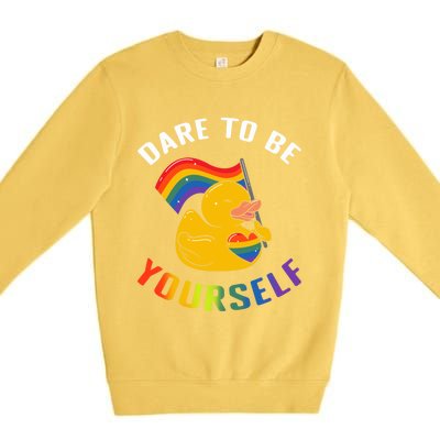 Yellow Rubber Duck Dare To Be Yours Lgbt Rainbow Flag Gift Premium Crewneck Sweatshirt