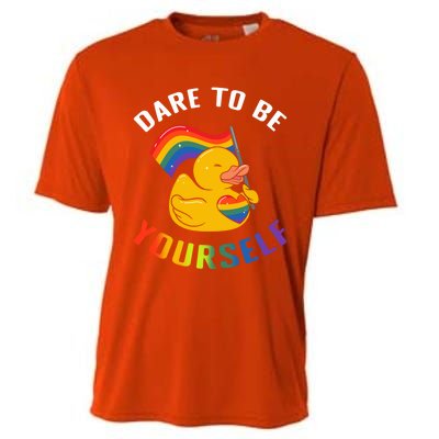 Yellow Rubber Duck Dare To Be Yours Lgbt Rainbow Flag Gift Cooling Performance Crew T-Shirt