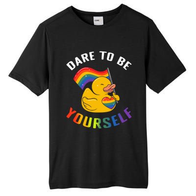 Yellow Rubber Duck Dare To Be Yours Lgbt Rainbow Flag Gift Tall Fusion ChromaSoft Performance T-Shirt