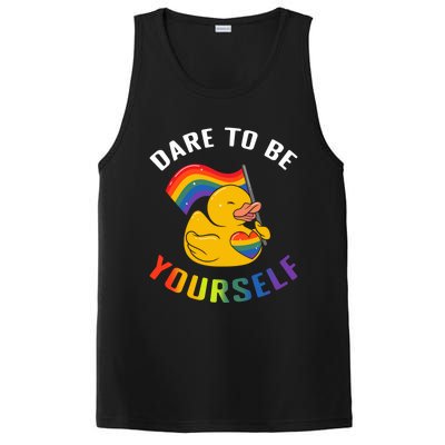 Yellow Rubber Duck Dare To Be Yours Lgbt Rainbow Flag Gift PosiCharge Competitor Tank