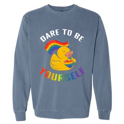 Yellow Rubber Duck Dare To Be Yours Lgbt Rainbow Flag Gift Garment-Dyed Sweatshirt