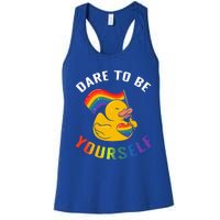 Yellow Rubber Duck Dare To Be Yours Lgbt Rainbow Flag Gift Women's Racerback Tank