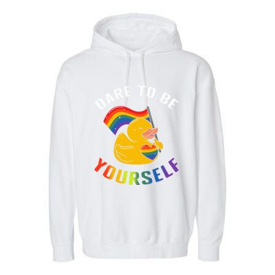 Yellow Rubber Duck Dare To Be Yours Lgbt Rainbow Flag Gift Garment-Dyed Fleece Hoodie