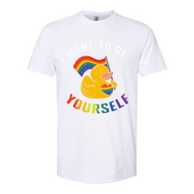 Yellow Rubber Duck Dare To Be Yours Lgbt Rainbow Flag Gift Softstyle CVC T-Shirt