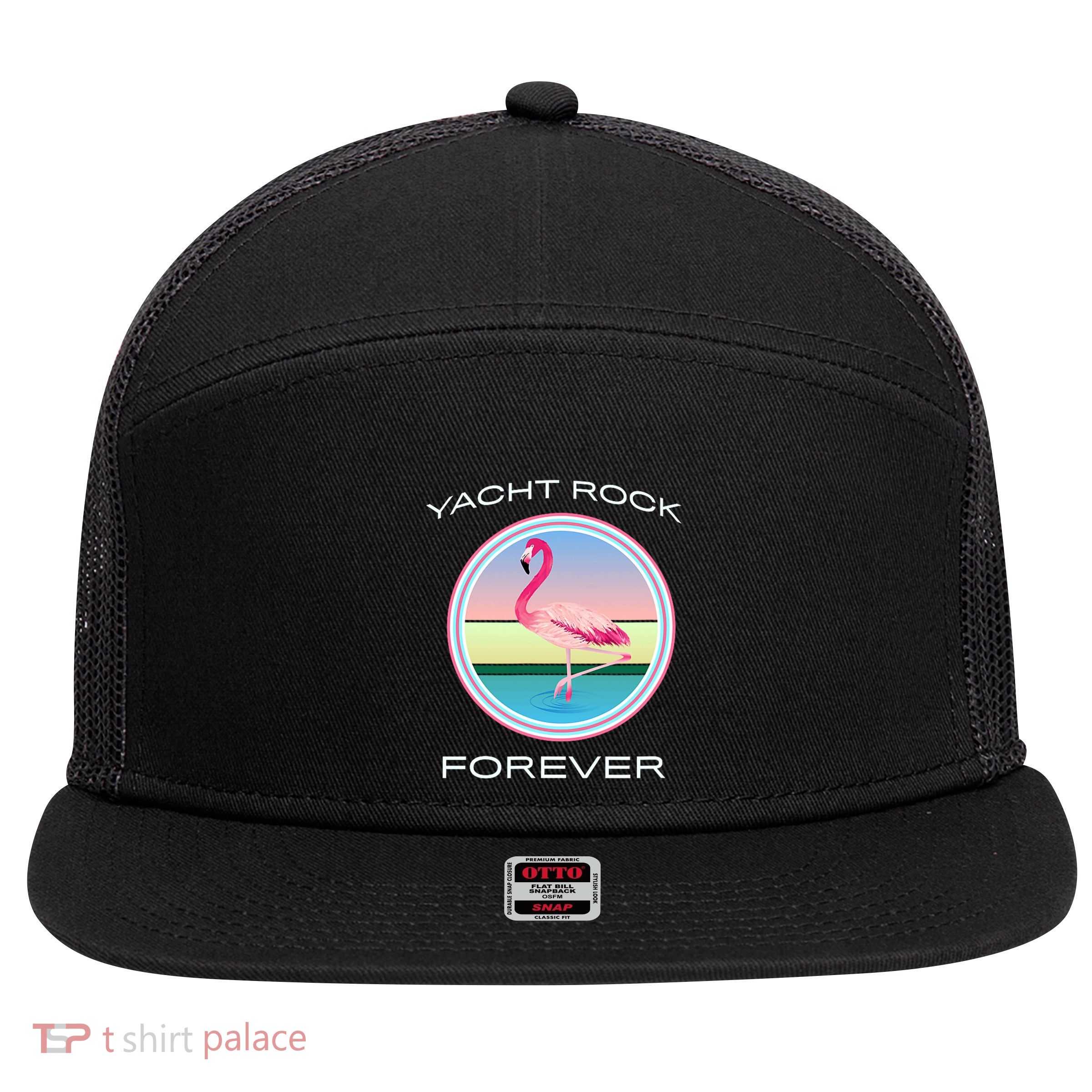 Yacht Rock Forever 80s Retro Style 7 Panel Mesh Trucker Snapback Hat