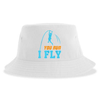 You Run I Fly Cool Pole Vault Polevault Jump Jumper Athlete Sustainable Bucket Hat