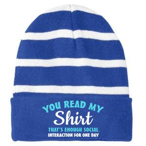 You Read My Gift That's Enough Social Interaction Cute Gift Striped Beanie with Solid Band