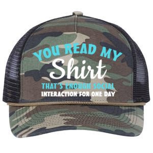 You Read My Gift That's Enough Social Interaction Cute Gift Retro Rope Trucker Hat Cap