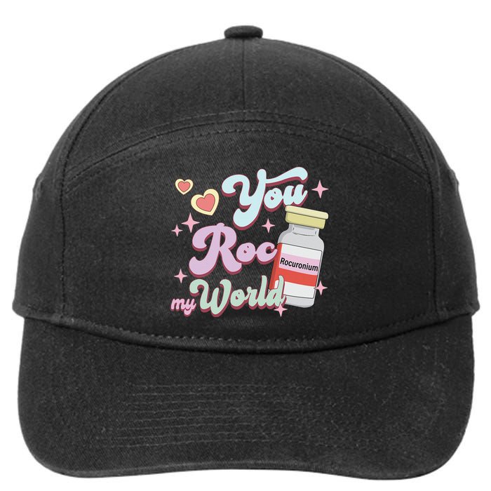 You Roc My World Funny ICU CRNA Nurse Happy Valentines Day 7-Panel Snapback Hat