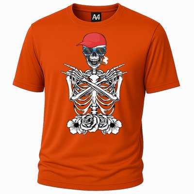 Young Rock On Rock Star Skeleton Hands Rocker Gift Cooling Performance Crew T-Shirt