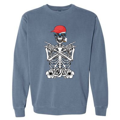 Young Rock On Rock Star Skeleton Hands Rocker Gift Garment-Dyed Sweatshirt