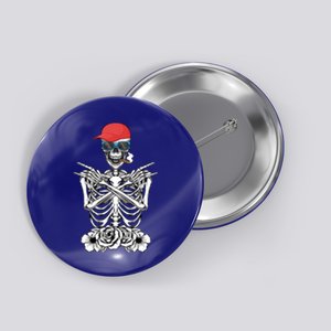 Young Rock On Rock Star Skeleton Hands Rocker Gift Button