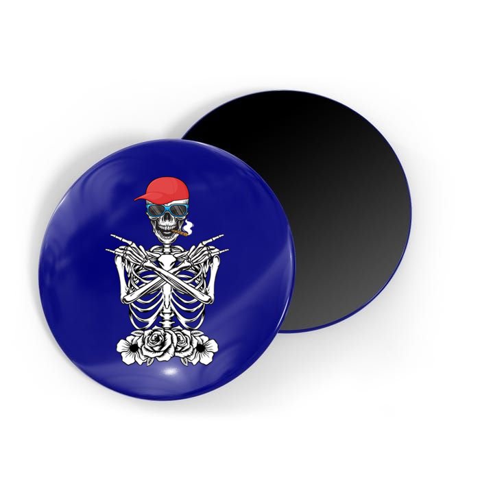 Young Rock On Rock Star Skeleton Hands Rocker Gift Magnet