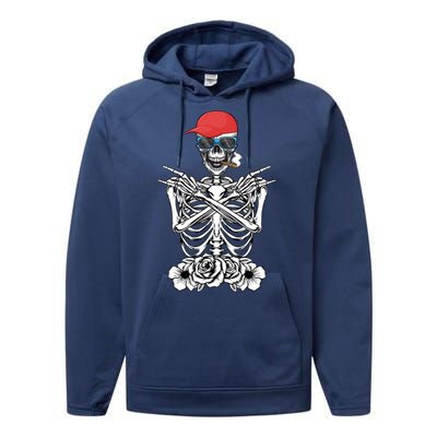 Young Rock On Rock Star Skeleton Hands Rocker Gift Performance Fleece Hoodie