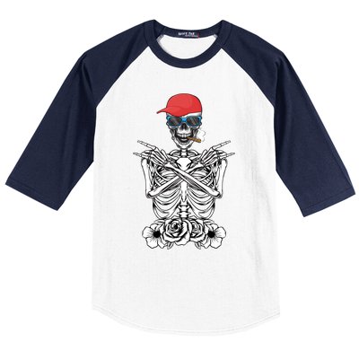 Young Rock On Rock Star Skeleton Hands Rocker Gift Baseball Sleeve Shirt