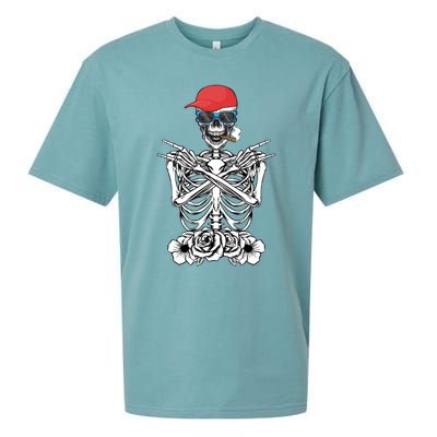 Young Rock On Rock Star Skeleton Hands Rocker Gift Sueded Cloud Jersey T-Shirt