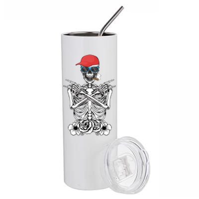 Young Rock On Rock Star Skeleton Hands Rocker Gift Stainless Steel Tumbler