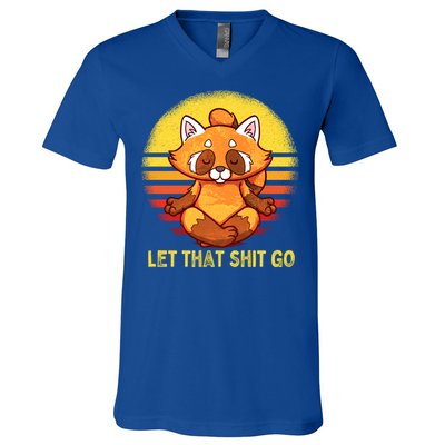 Yoga Red Panda Meditation Gym Giffunny Gift Let That Shit Go Cute Gift V-Neck T-Shirt